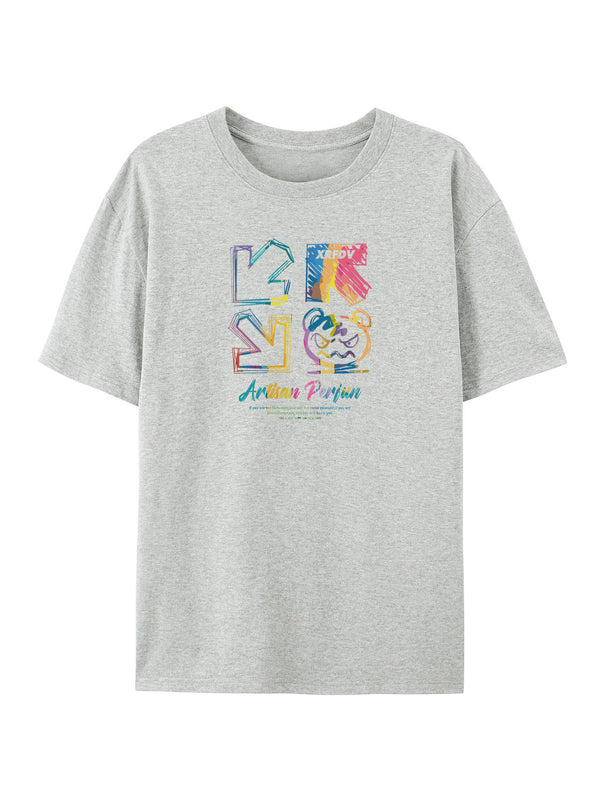 Camiseta masculina camisa estampada casual manga curta gola redonda verão moda →
